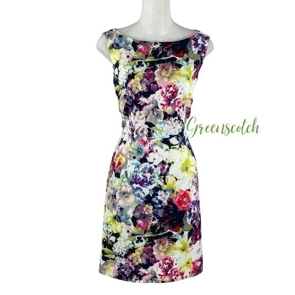 Tahari Dresses & Skirts - Tahari neon bold floral print boatneck sheath dress 8 PP3